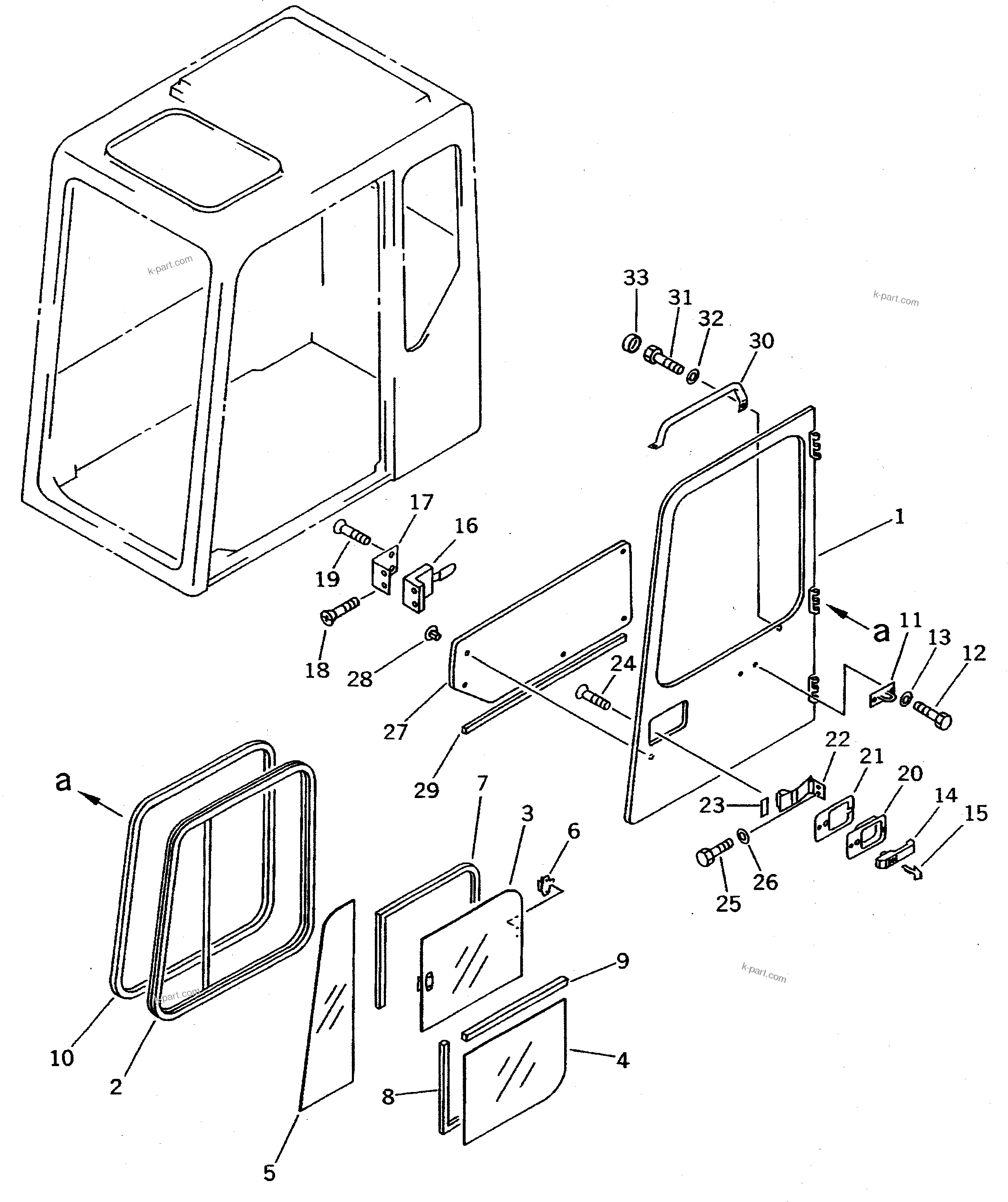 Komatsu parts book diagram for PC300LC-5K S/N K20001-UP: OPERATOR'S CAB (5/6) (DOOR ASSEMBLY) (SCANDINAVIAN SPEC.)