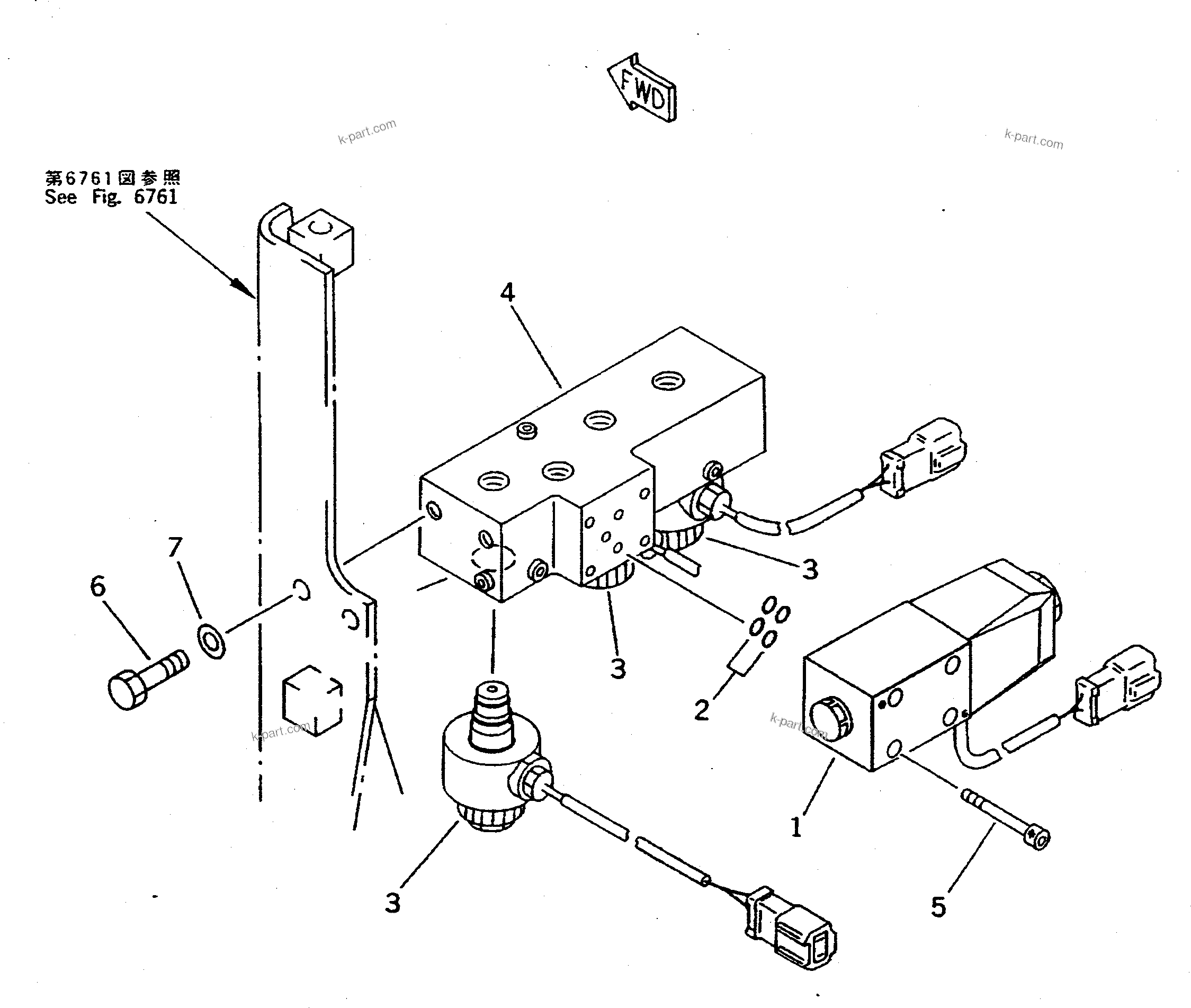 Komatsu parts book diagram for PC300LC-5K S/N K20001-UP: HIGH-LOW VALVE