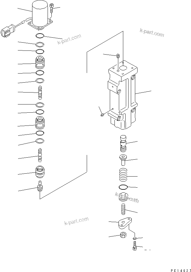 Komatsu parts book diagram for PC300LC-5K S/N K20001-UP: HYDRAULIC PUMP (11/16) (SERVO VALVE ? FRONT) (4/4)