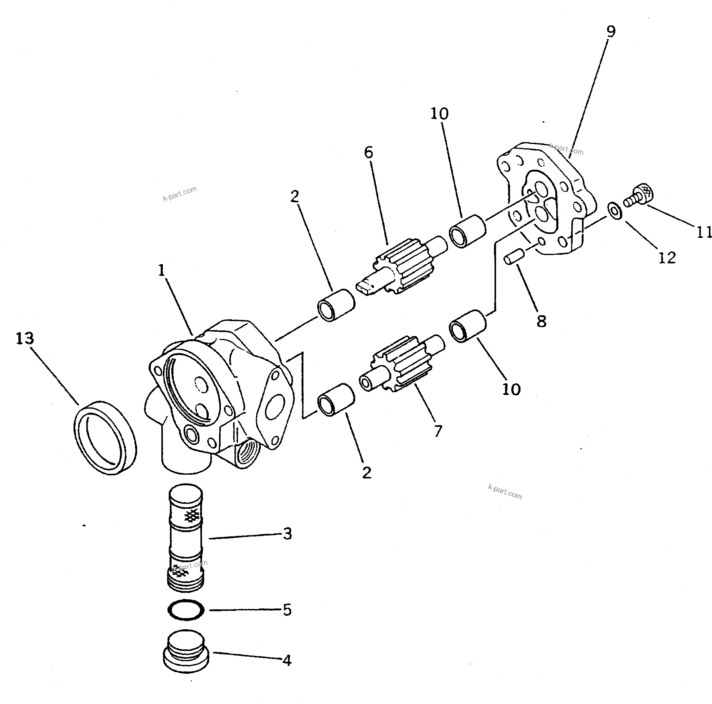 Komatsu parts book diagram for PC300LC-5K S/N K20001-UP: HYDRAULIC PUMP (15/16) (GEAR PUMP)