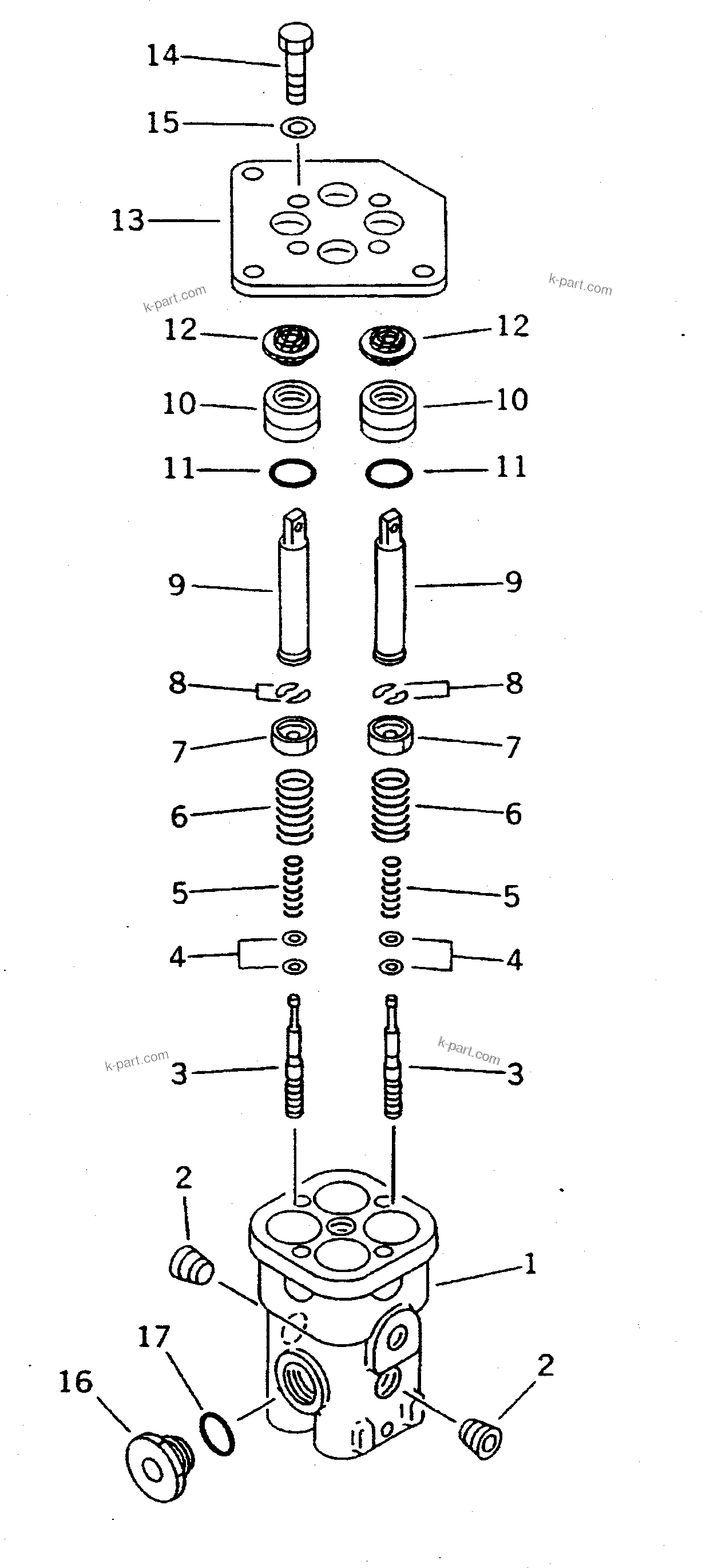 Komatsu parts book diagram for PC300LC-5K S/N K20001-UP: P.P.C. VALVE (FOR TRAVEL)