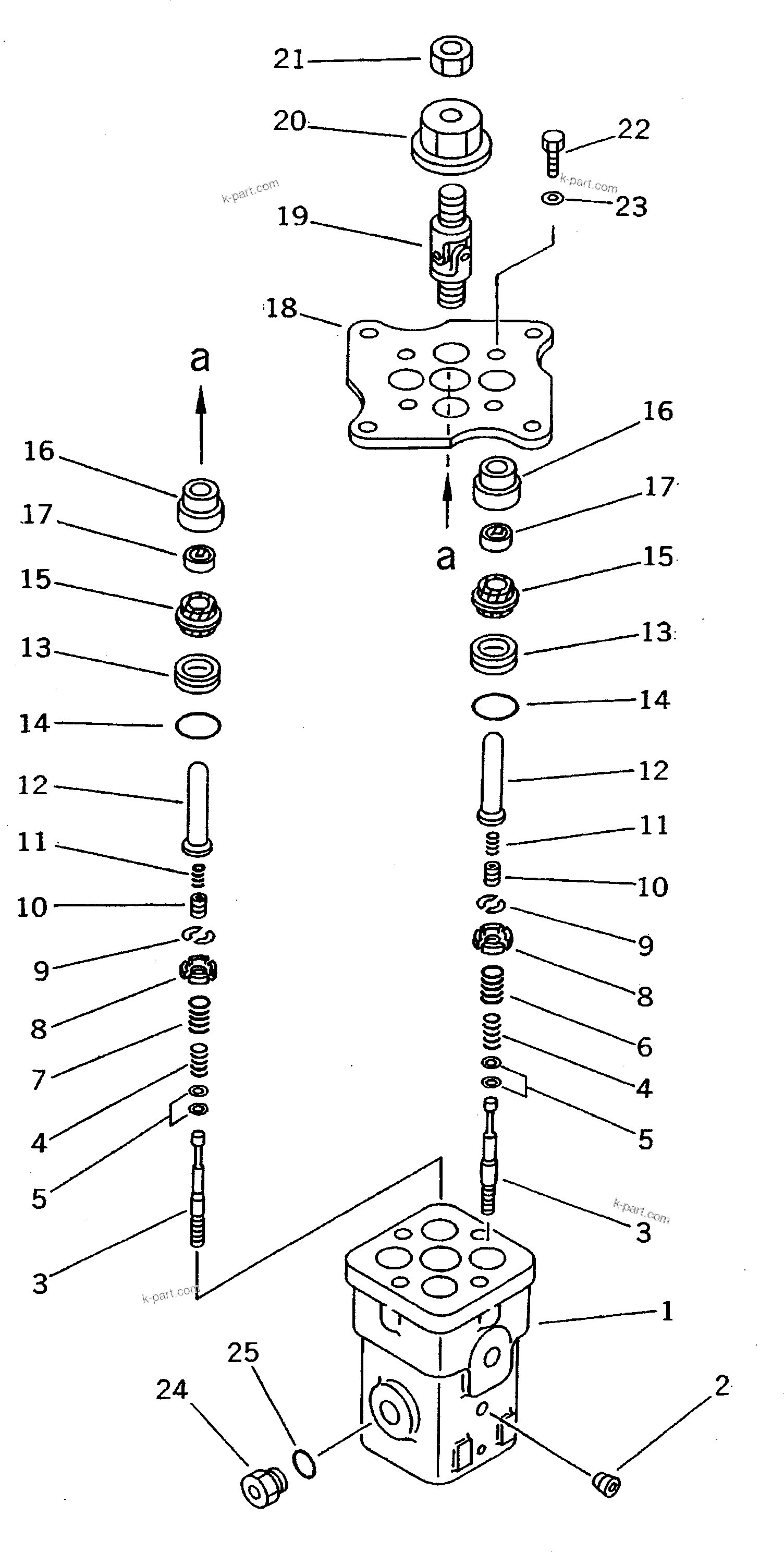 Komatsu parts book diagram for PC300LC-5K S/N K20001-UP: P.P.C. VALVE (FOR WORK EQUIPMENT)(#K20001-K20724)