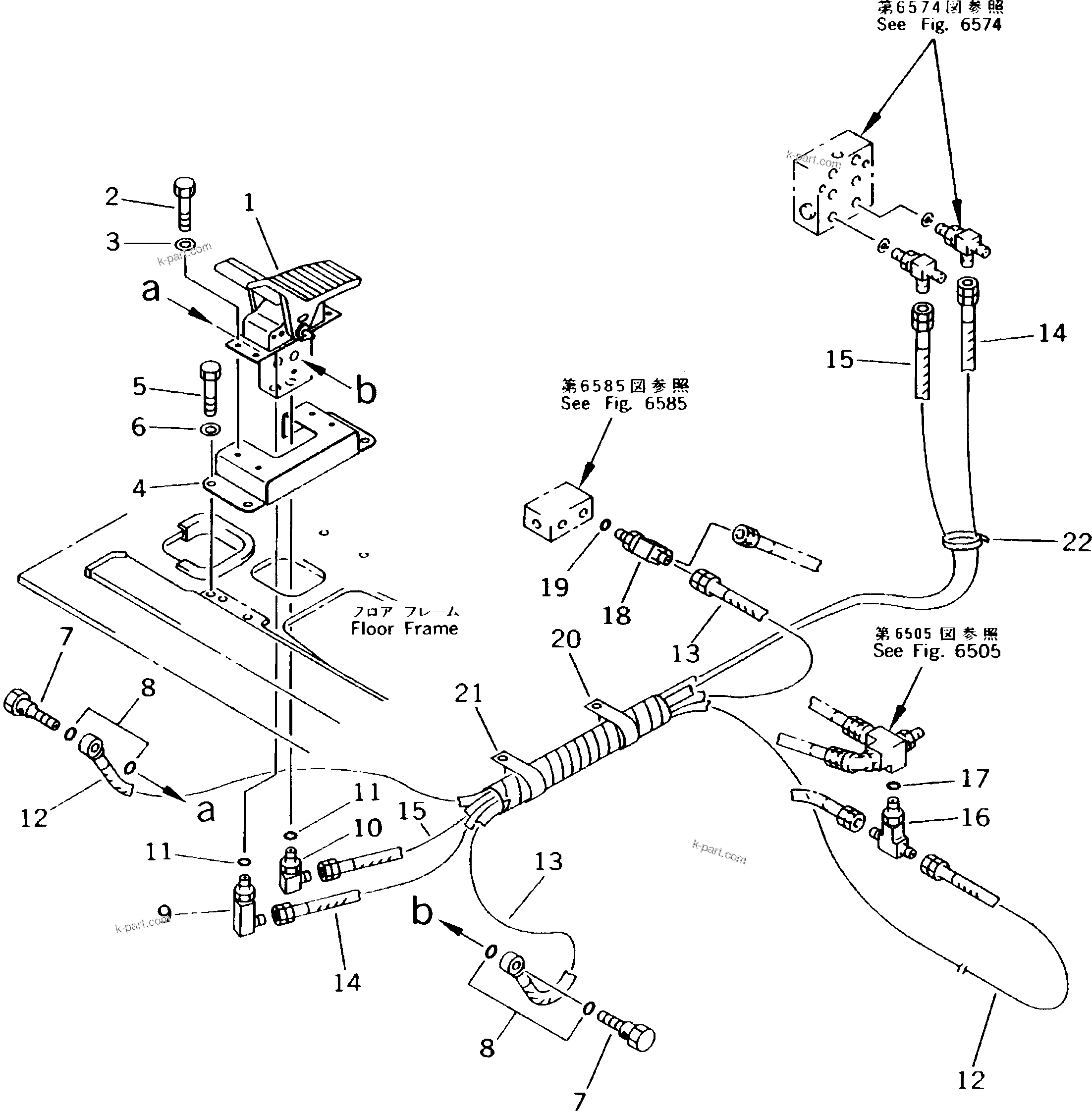 Komatsu parts book diagram for PC300LC-5K S/N K20001-UP: PILOT PIPING (PEDOL TO/FROM SHUTTLE VALVE)(FOR ADDITIONAL PIPING)