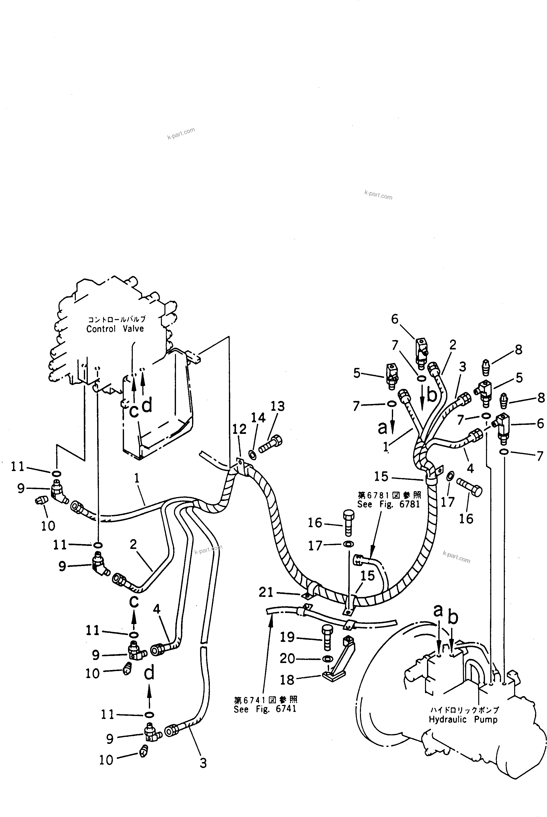 Komatsu parts book diagram for PC300LC-5K S/N K20001-UP: O.L.S.S. PIPING