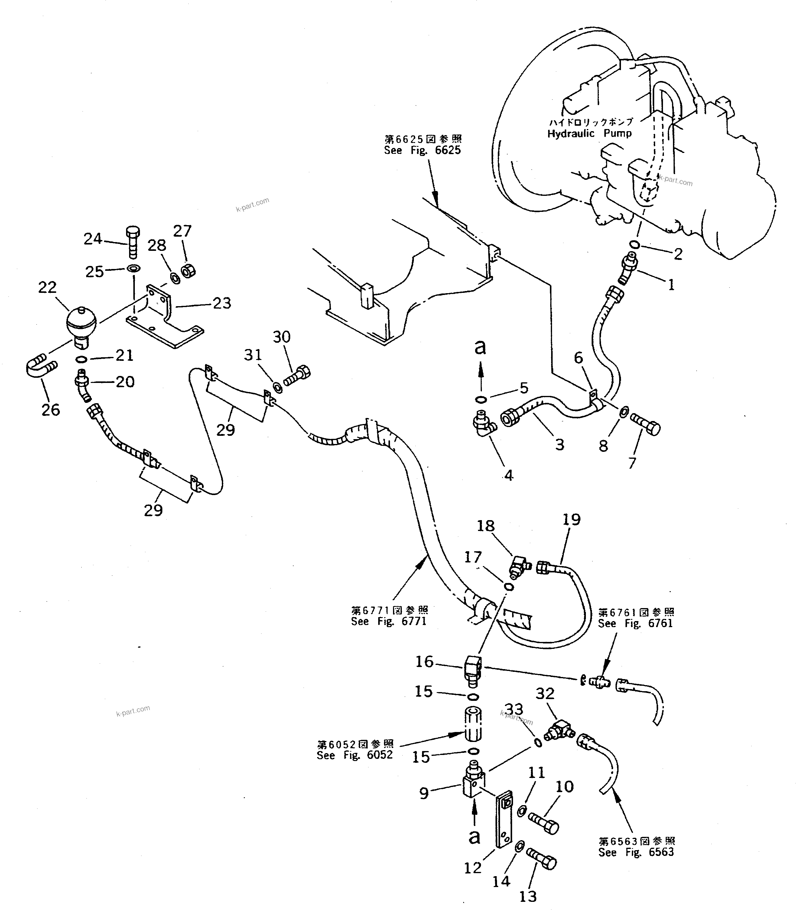 Komatsu parts book diagram for PC300LC-5K S/N K20001-UP: PUMP TO SAFETY LOCK VALVE PIPING