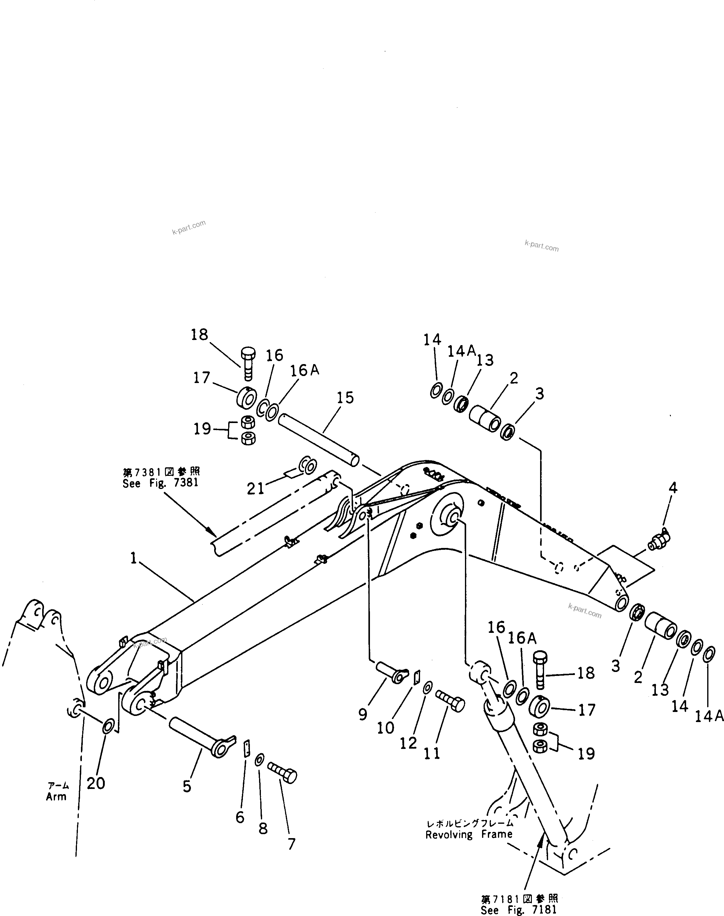 Komatsu parts book diagram for PC300LC-5K S/N K20001-UP: BOOM (TBG SPEC.)(#K20001-K20406)