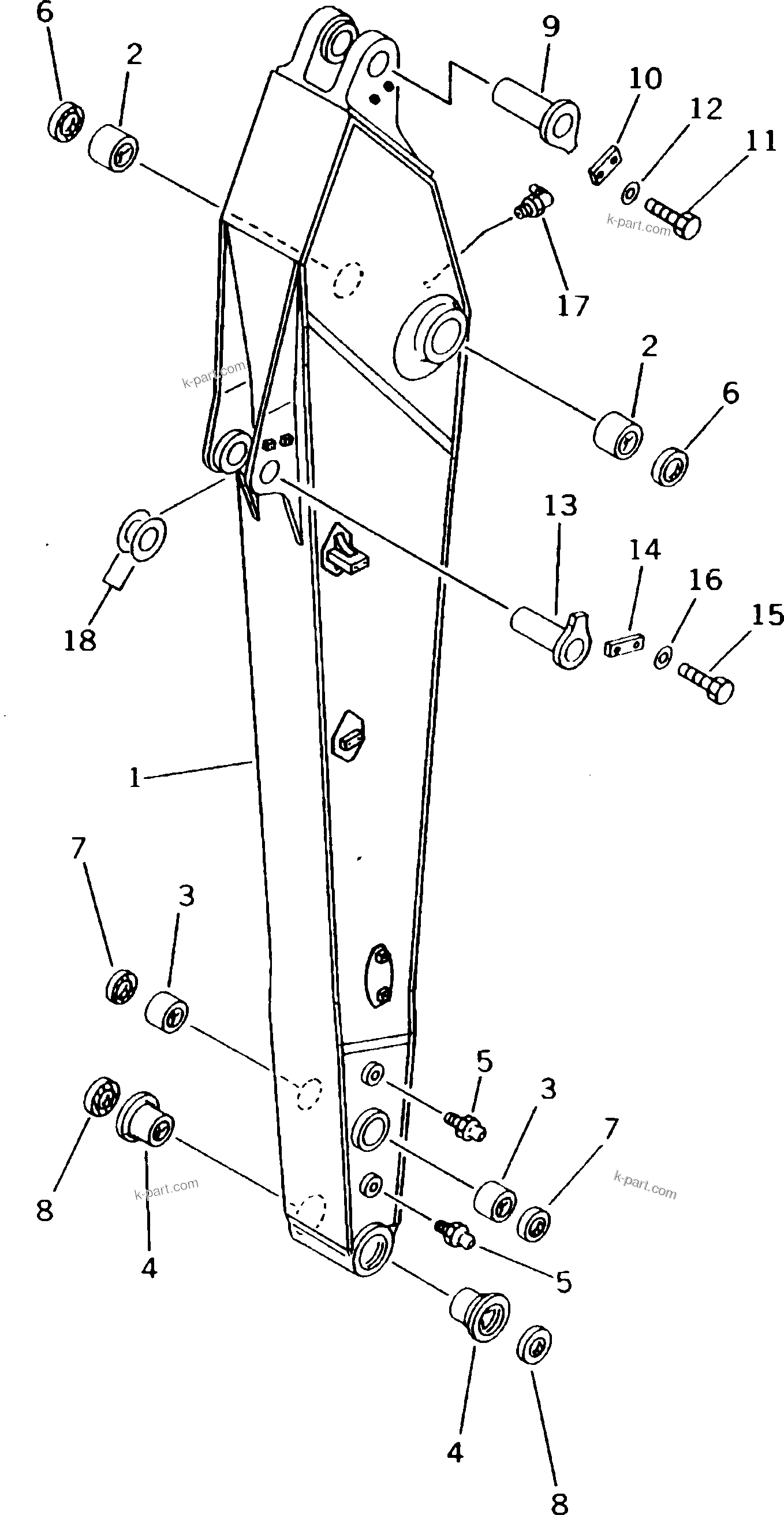Komatsu parts book diagram for PC300LC-5K S/N K20001-UP: ARM ? 3.2M (FOR ADDITIONAL PIPING)