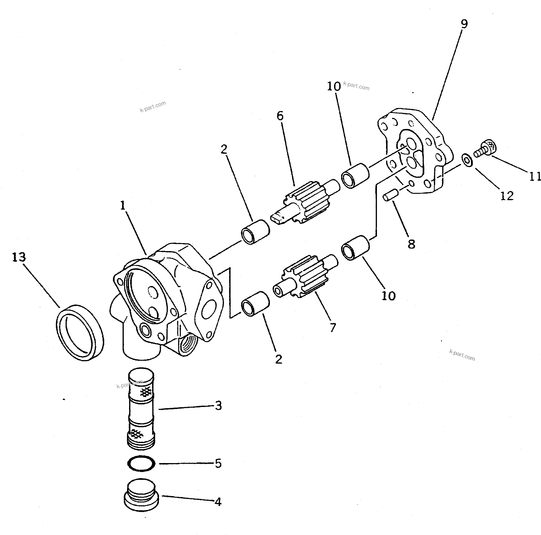 Komatsu parts book diagram for PC310LC-5 S/N 10001-UP: HYDRAULIC PUMP (15/16) (GEAR PUMP)