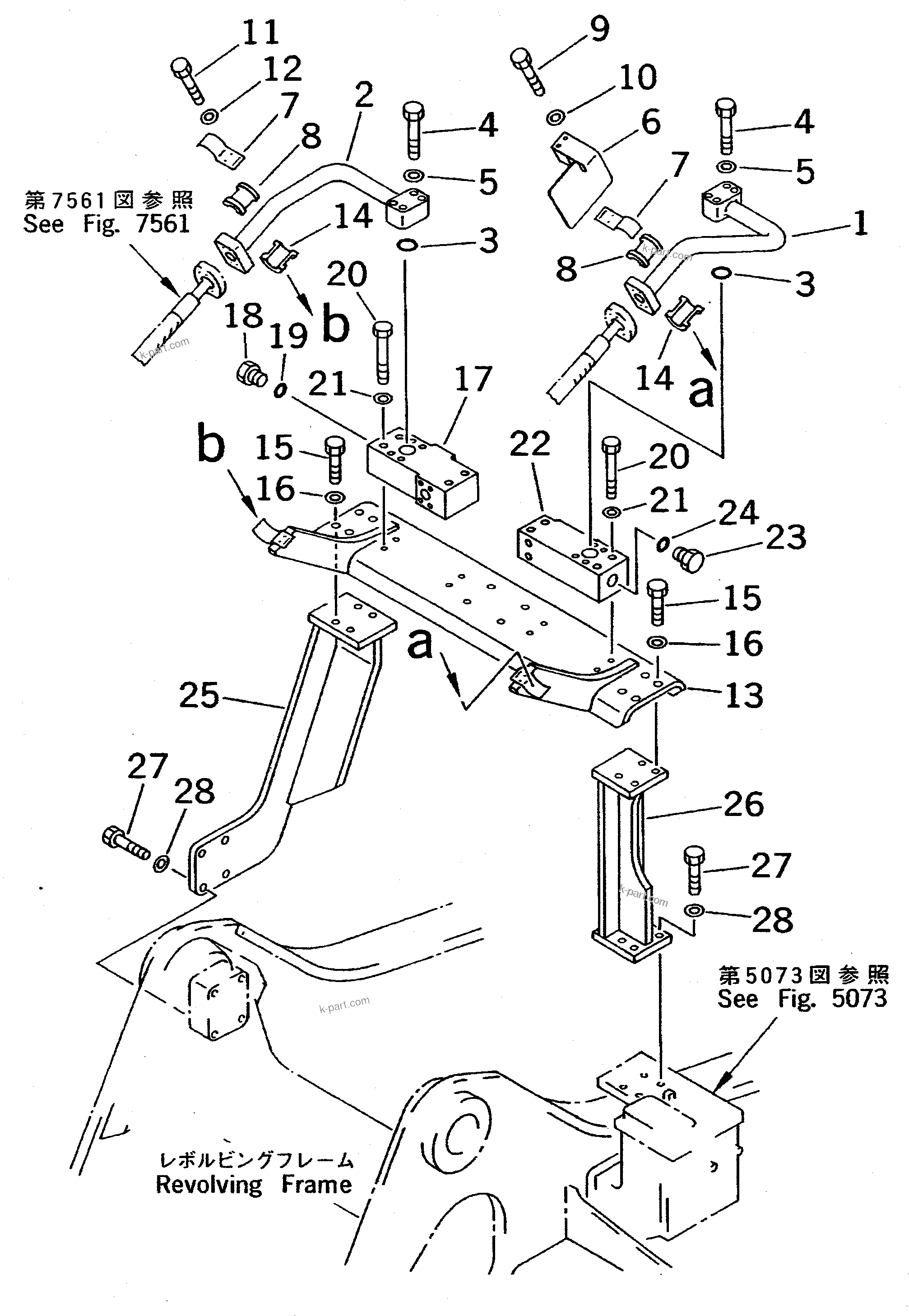 Komatsu parts book diagram for PC310LC-5 S/N 10001-UP: ADDITIONAL PIPING (BLOCK TO/FROM BOOM SIDE) (FOR 2 PUMPS)