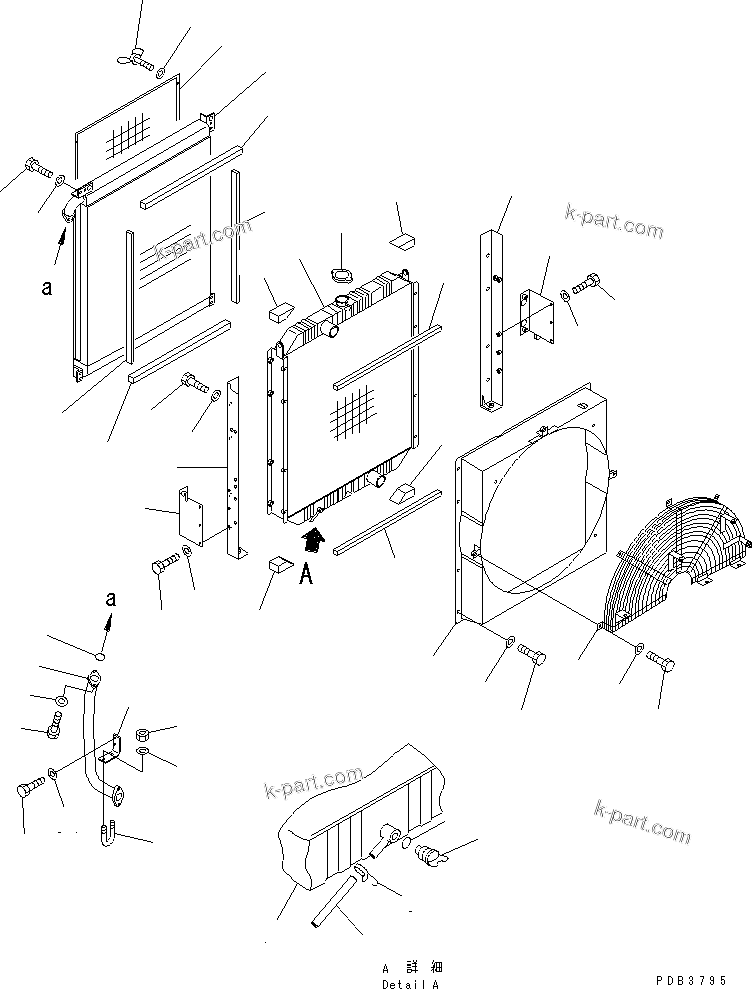 Komatsu parts book diagram for PC350-6 S/N 10001-UP: COOLING (RADIATOR AND OIL COOLER) (SAE)(#10233-11999)