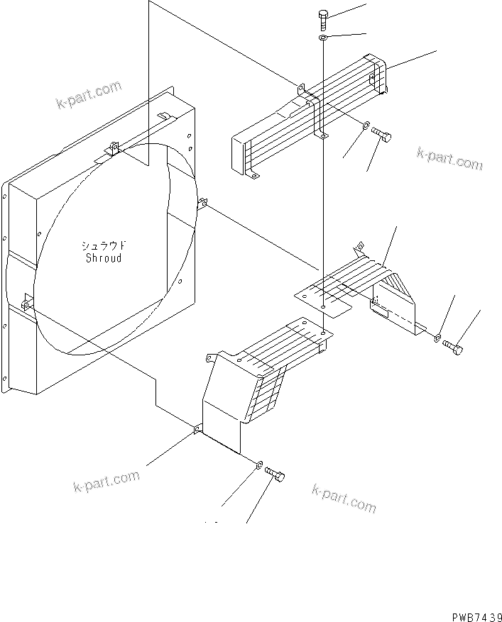 Komatsu parts book diagram for PC350-6 S/N 10001-UP: FAN GUARD(#12001-)