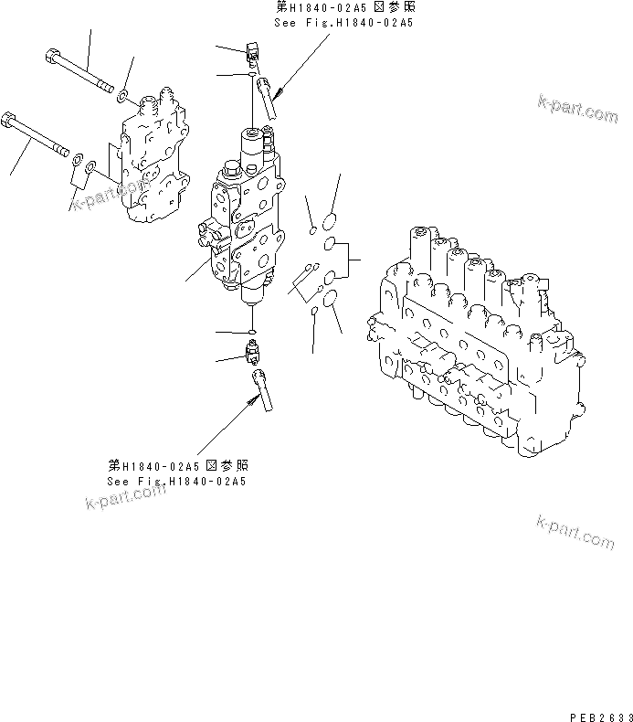 Komatsu parts book diagram for PC350-6 S/N 10001-UP: MAIN VALVE (ADDITIONAL SERVICE VALVE) (1 ACTUATOR) (KIT)