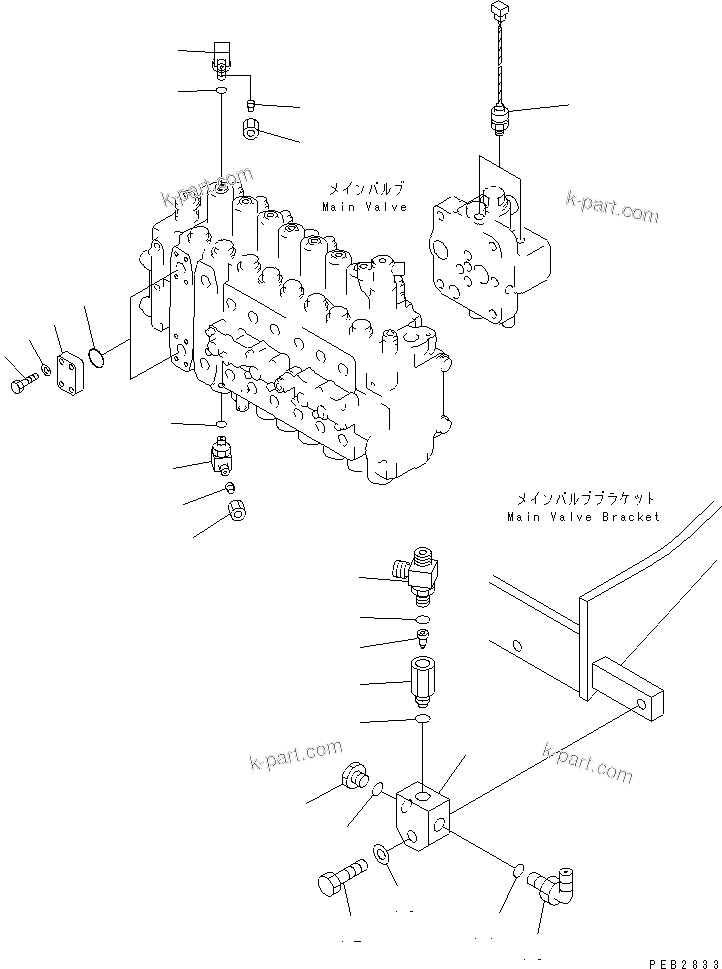 Komatsu parts book diagram for PC350-6 S/N 10001-UP: MAIN VALVE (SENSOR) (1 ACTUATOR) (ATTACHMENT LINE LESS)(#10001-11999)