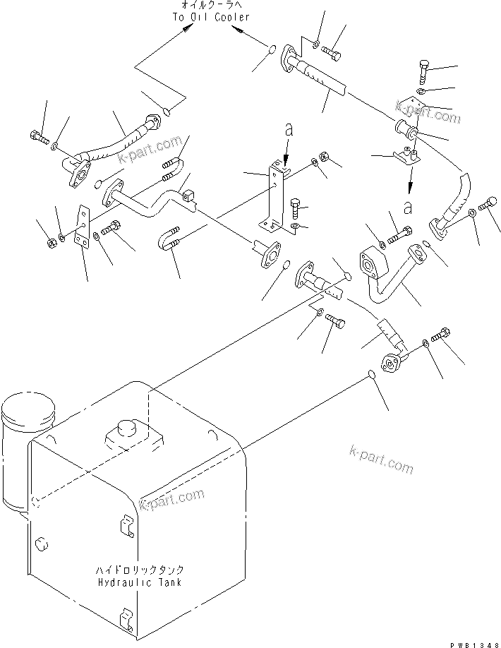 Komatsu parts book diagram for PC350-6 S/N 10001-UP: OIL COOLER LINES