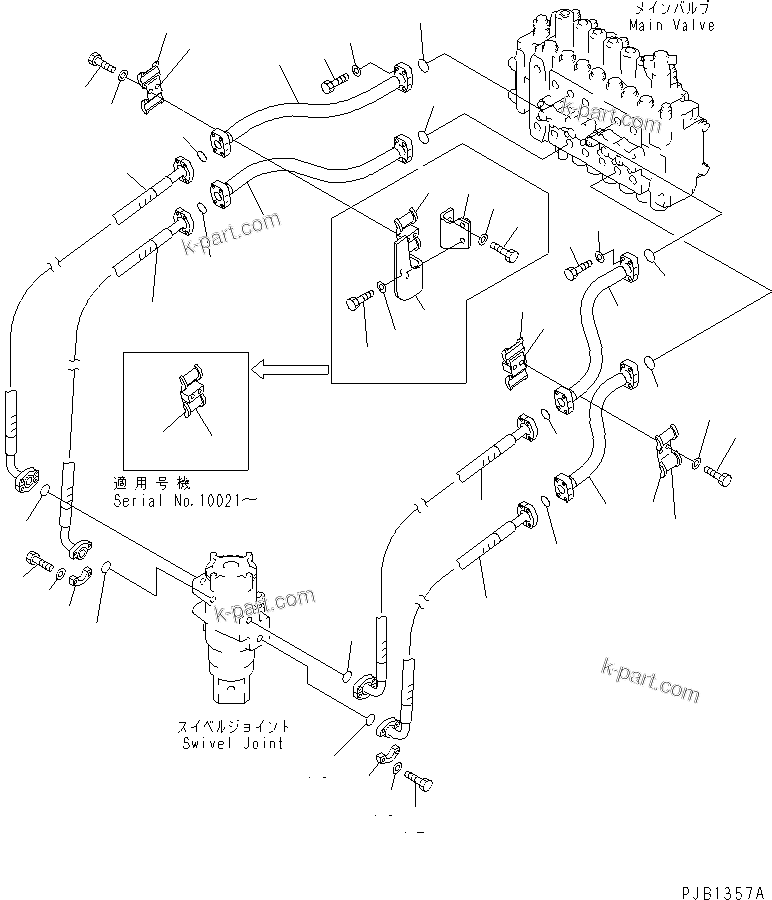 Komatsu parts book diagram for PC350-6 S/N 10001-UP: TRAVEL LINE(#10001-12283)