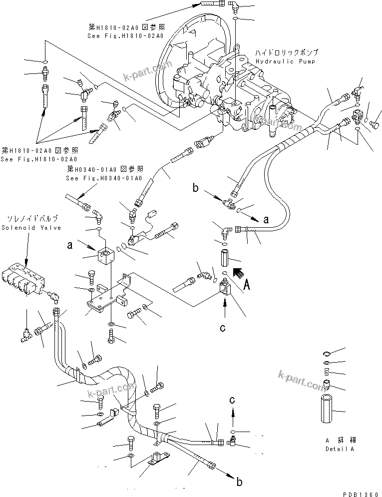 Komatsu parts book diagram for PC350-6 S/N 10001-UP: LS LINE (GEAR PUMP LINE AND EPC VALVE) (COLD WEATHER B SPEC.)