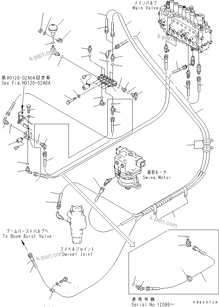 Komatsu parts book diagram for PC350-6 S/N 10001-UP: SOLENOID VALVE (WITH BOOM BURST VALVE)(#12001-12283)