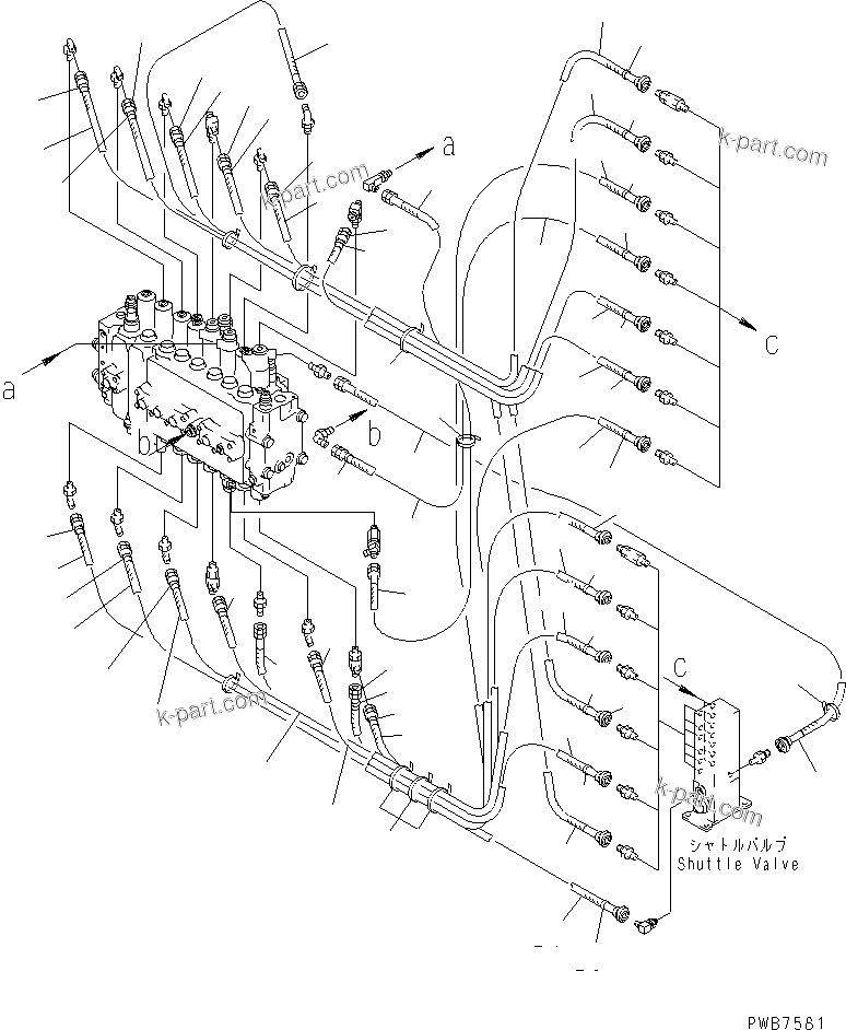 Komatsu parts book diagram for PC350-6 S/N 10001-UP: PPC MAIN LINE (VALVE PPC LINE)(#12001-)