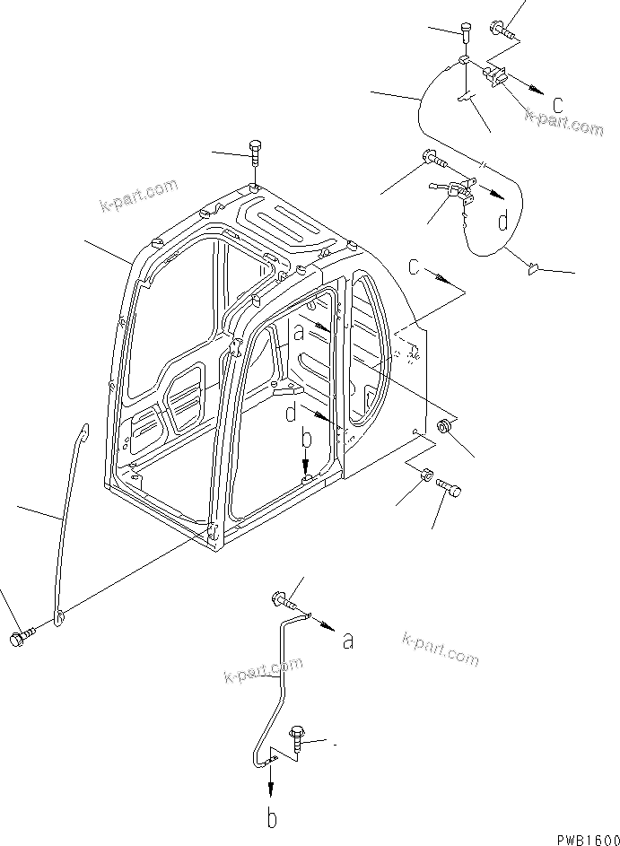 Komatsu parts book diagram for PC350-6 S/N 10001-UP: OPERATOR'S CAB (CAB ? GRIP AND OPEN LOCK) (FOR GUARD)(#10001-11999)