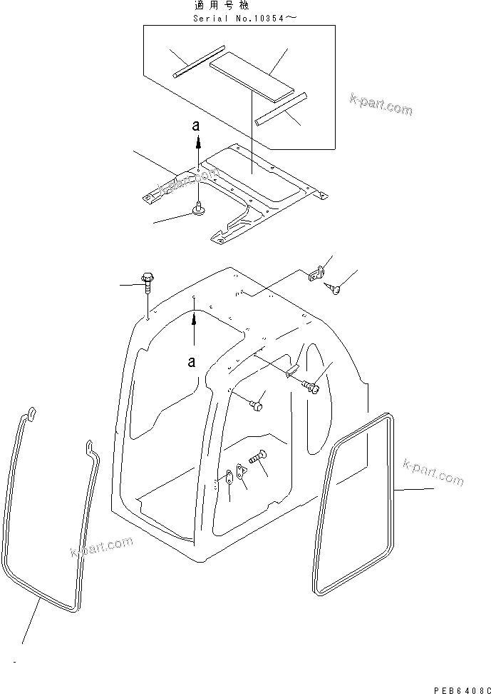 Komatsu parts book diagram for PC350-6 S/N 10001-UP: OPERATOR'S CAB (INSIDE COVER)(#10001-11999)