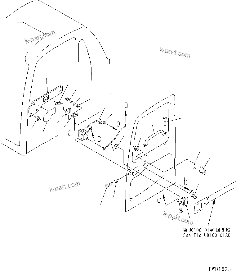 Komatsu parts book diagram for PC350-6 S/N 10001-UP: OPERATOR'S CAB (DOOR LOCK)
