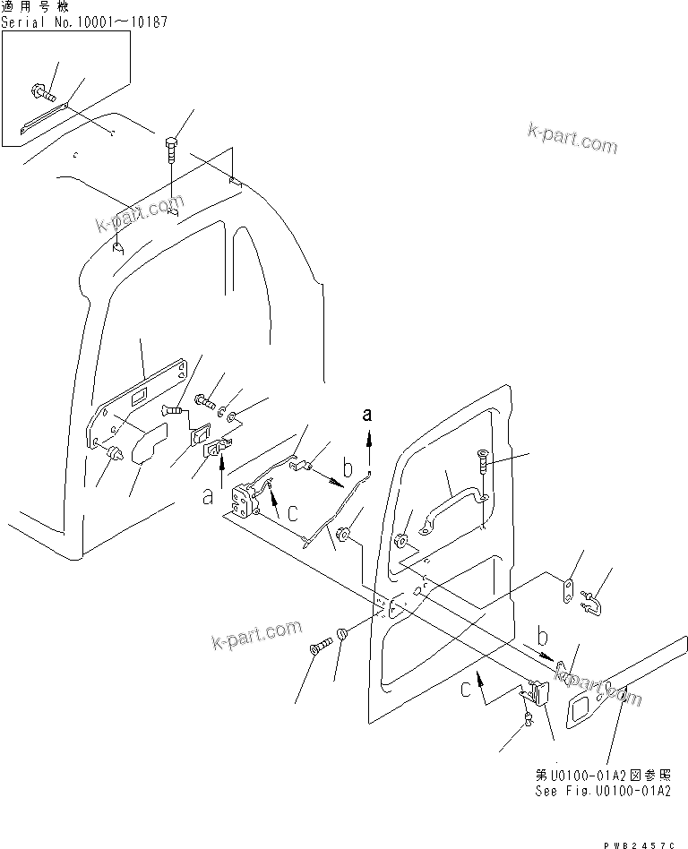 Komatsu parts book diagram for PC350-6 S/N 10001-UP: OPERATOR'S CAB (DOOR LOCK) (FOR VANDALISM PROTECTION)