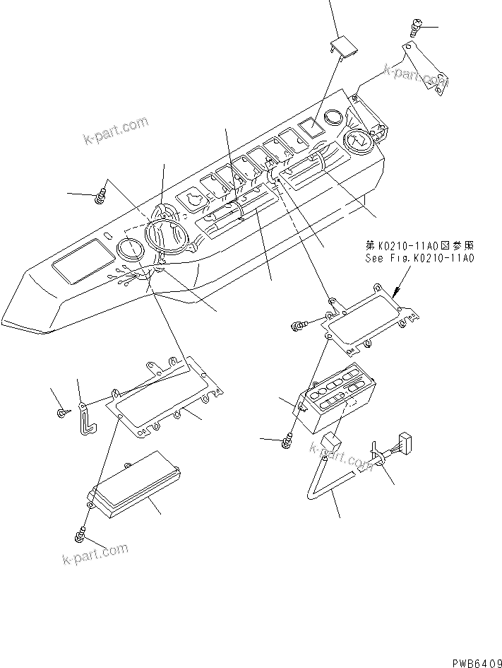 Komatsu parts book diagram for PC350-6 S/N 10001-UP: OPERATOR'S CAB (PANEL) (HARNESS) (WITH AIR CONDITIONER)(#10001-11999)