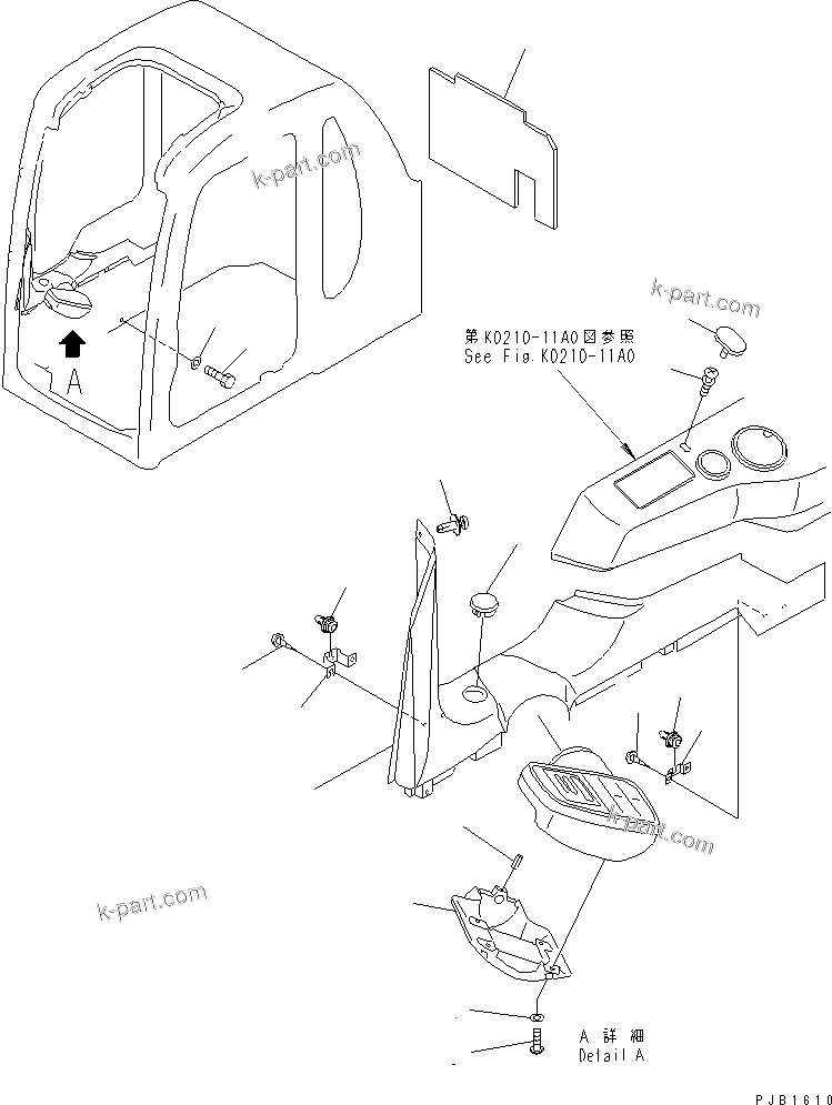 Komatsu parts book diagram for PC350-6 S/N 10001-UP: OPERATOR'S CAB (PANEL COVER AND MONITOR SYSTEM)(#10001-11999)