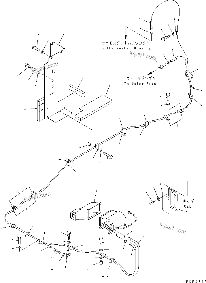Komatsu parts book diagram for PC350-6 S/N 10001-UP: CAR HEATER (LARGE CAPACITY) (3300 KCAL)(#10338-11999)