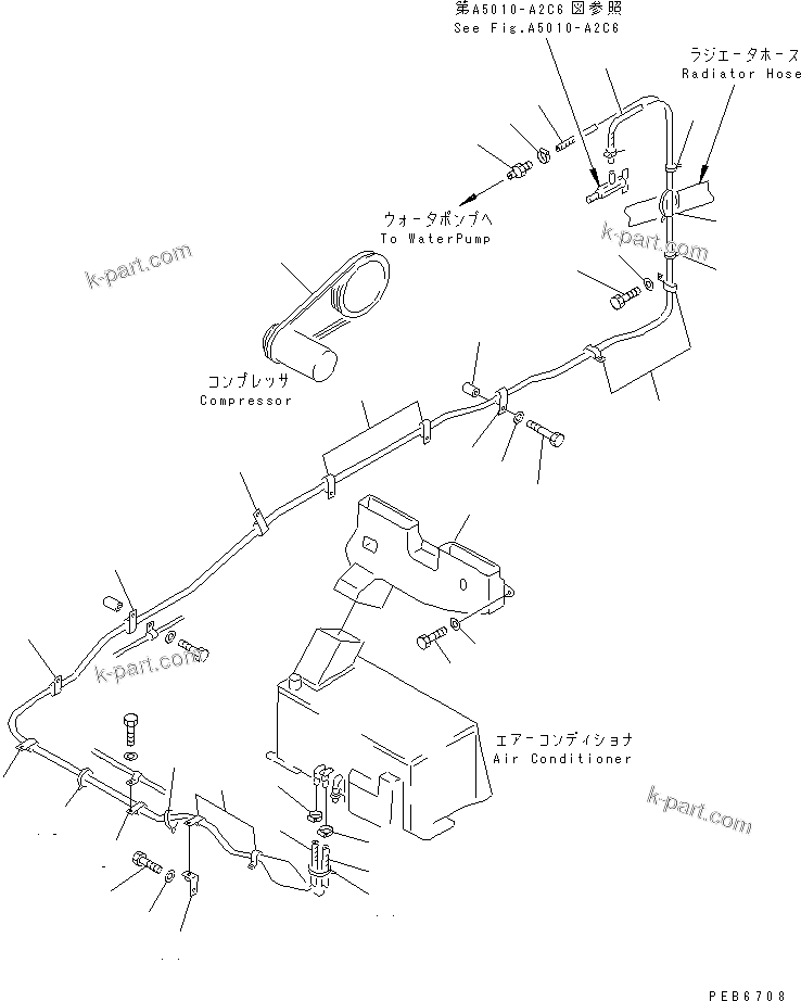 Komatsu parts book diagram for PC350-6 S/N 10001-UP: AIR CONDITIONER (HEATING LINES AND DUCT)(#10338-11999)