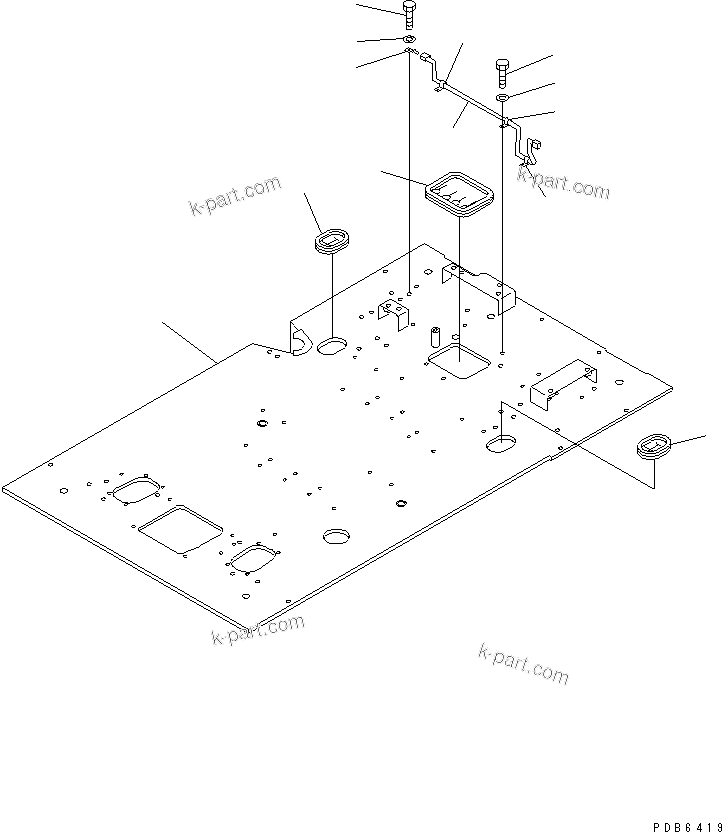 Komatsu parts book diagram for PC350-6 S/N 10001-UP: FLOOR FRAME (2 ACTUATOR)(#10338-10800)