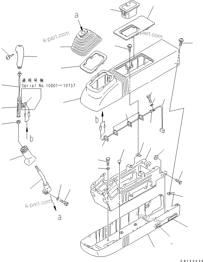 Komatsu parts book diagram for PC350-6 S/N 10001-UP: FLOOR FRAME (LEFT STAND) (LEVER L.H. AND HARNESS)(#10338-)