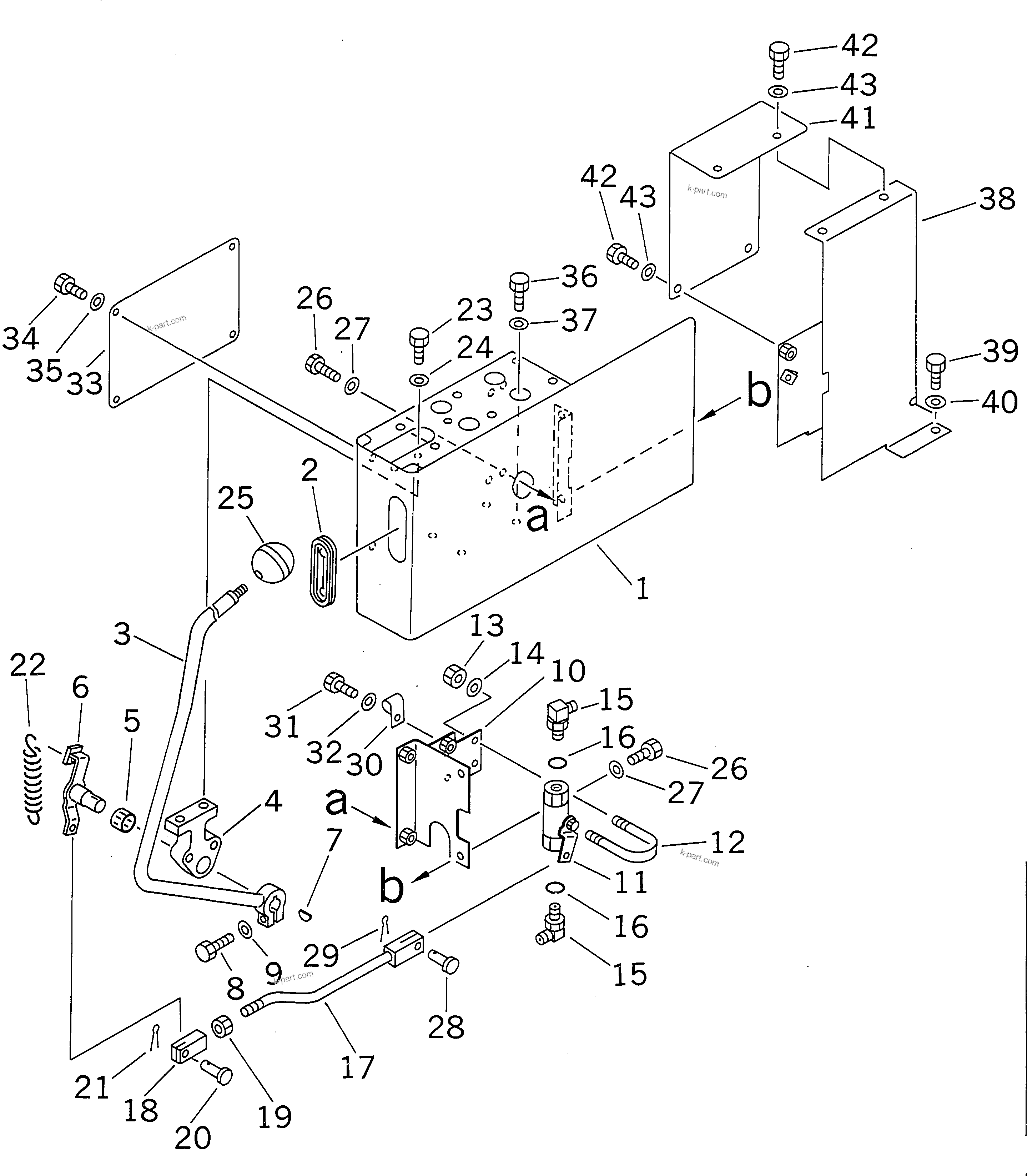Komatsu parts book diagram for PC350-6 S/N 10001-UP: LEFT STAND (STAND AND REAR COVER)(#10001-10337)
