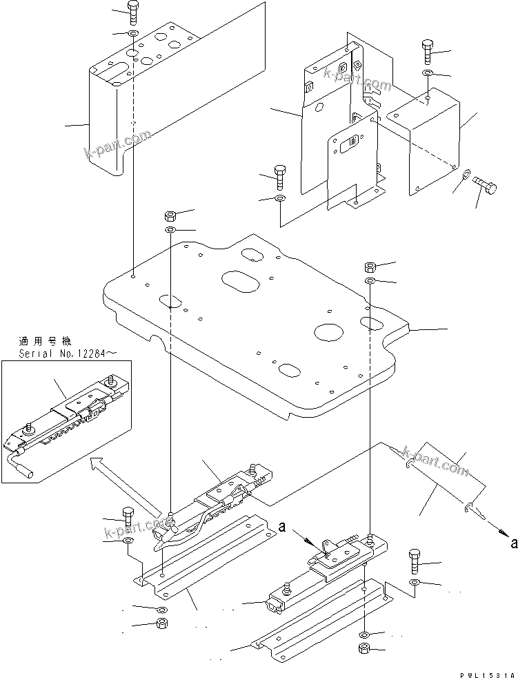 Komatsu parts book diagram for PC350-6 S/N 10001-UP: FLOOR FRAME (RIGHT STAND) (STAND ? FRAME AND ADJUSTER)(#12194-)