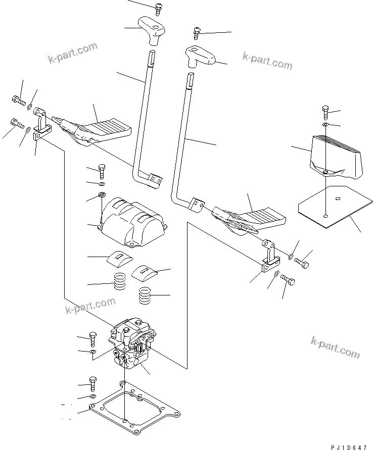 Komatsu parts book diagram for PC350-6 S/N 10001-UP: FLOOR FRAME (TRAVEL LEVER) (1 ACTUATOR)(#12782-)