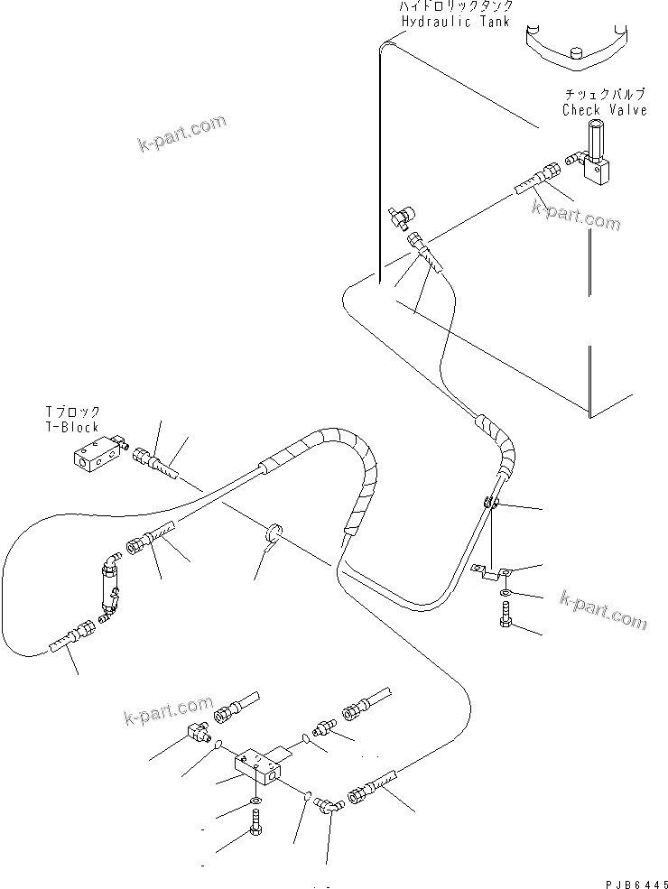 Komatsu parts book diagram for PC350-6 S/N 10001-UP: FLOOR FRAME (PPC WORK LINE) (HOSE AND BLOCK)(#10338-11999)