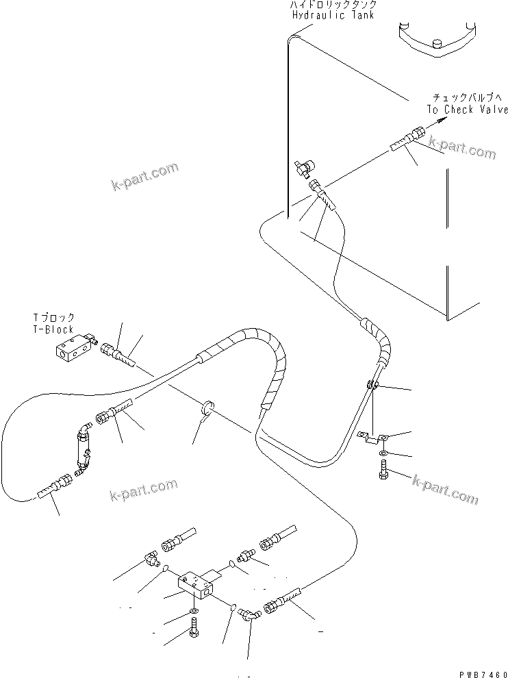 Komatsu parts book diagram for PC350-6 S/N 10001-UP: FLOOR FRAME (PPC WORK LINE) (HOSE AND BLOCK)(#12001-12193)