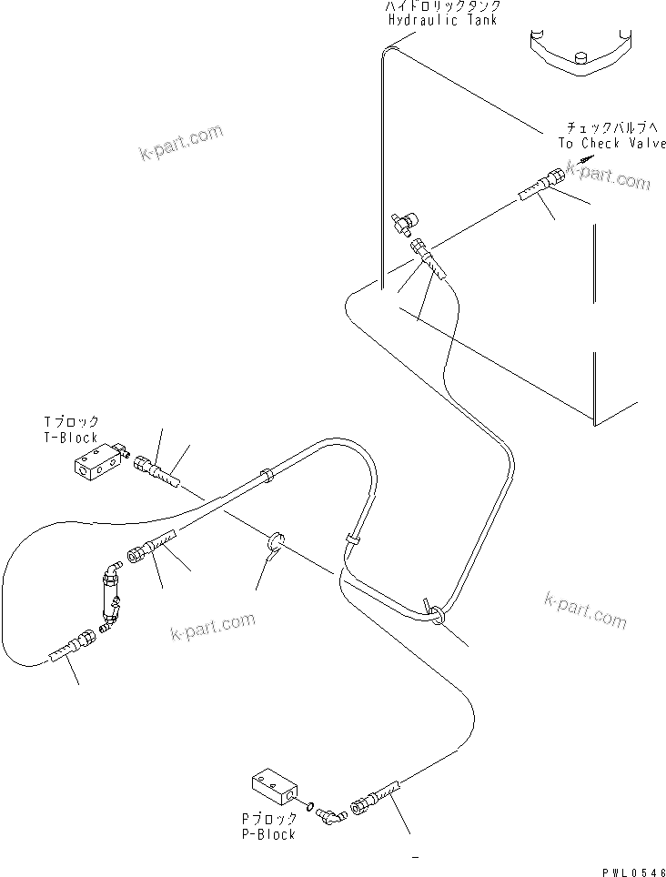 Komatsu parts book diagram for PC350-6 S/N 10001-UP: FLOOR FRAME (PPC WORK LINE) (HOSE AND BLOCK)(#12194-)