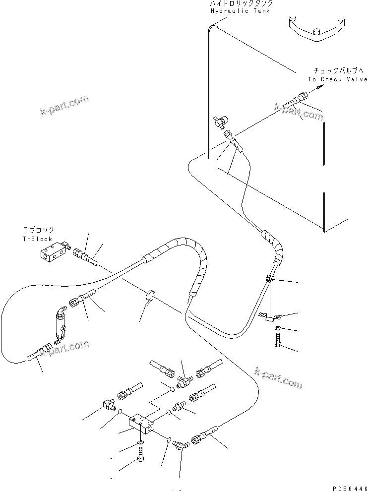 Komatsu parts book diagram for PC350-6 S/N 10001-UP: FLOOR FRAME (PPC WORK LINE) (HOSE AND BLOCK)(#10338-11999)