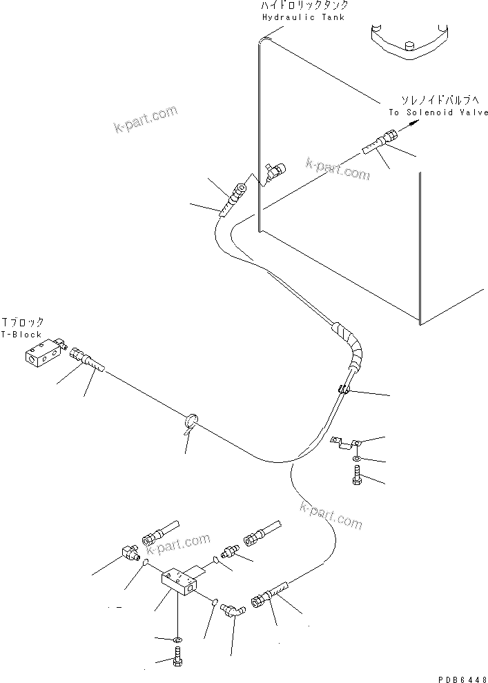 Komatsu parts book diagram for PC350-6 S/N 10001-UP: FLOOR FRAME (PPC WORK LINE) (HOSE AND BLOCK)(#10338-11999)
