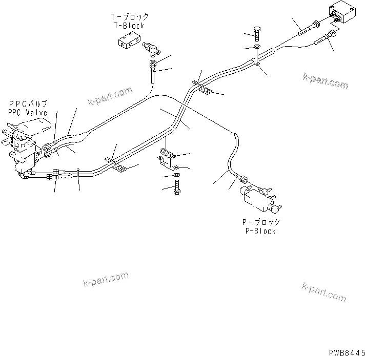 Komatsu parts book diagram for PC350-6 S/N 10001-UP: FLOOR FRAME (ATTACHMENT PPC LINE) (PPC) (1 ACTUATOR)(#12001-12193)