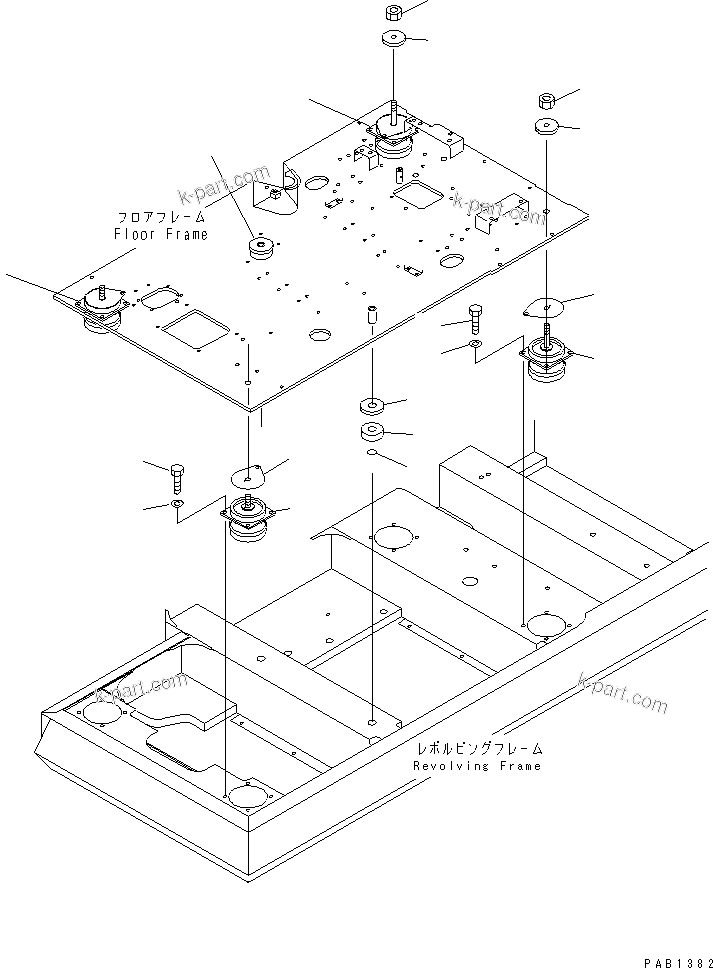 Komatsu parts book diagram for PC350-6 S/N 10001-UP: FLOOR MOUNT(#10001-10337)