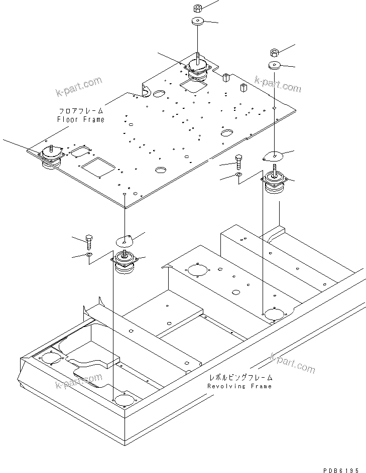Komatsu parts book diagram for PC350-6 S/N 10001-UP: FLOOR MOUNT(#10338-11999)