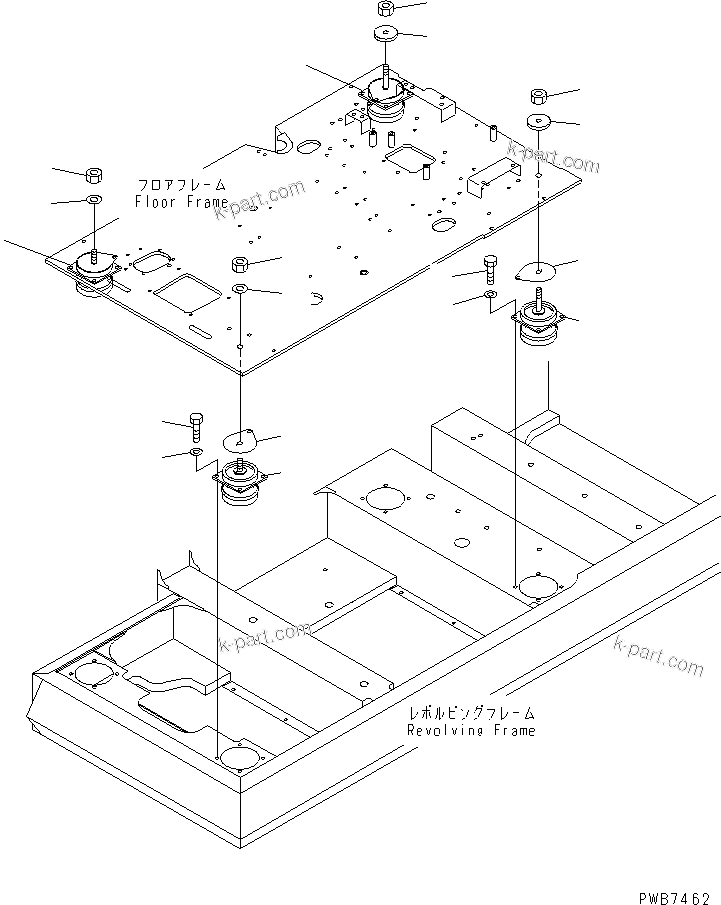 Komatsu parts book diagram for PC350-6 S/N 10001-UP: FLOOR MOUNT(#12001-12454)