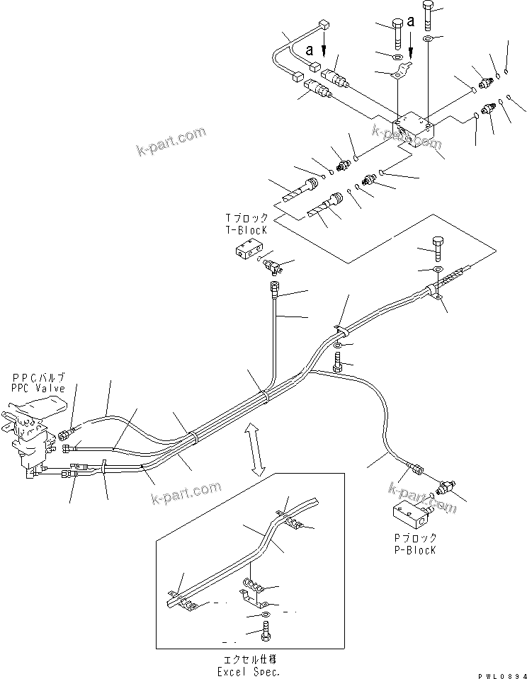 Komatsu parts book diagram for PC350-6 S/N 10001-UP: ATTACHMENT PPC LINE (PPC) (1 ACTUATOR) (KIT)(#10338-)