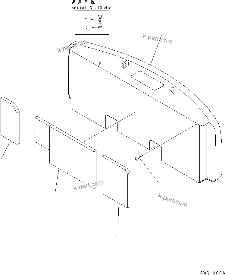 Komatsu parts book diagram for PC350-6 S/N 10001-UP: COUNTERWEIGHT (6320KG)(#10001-12283)
