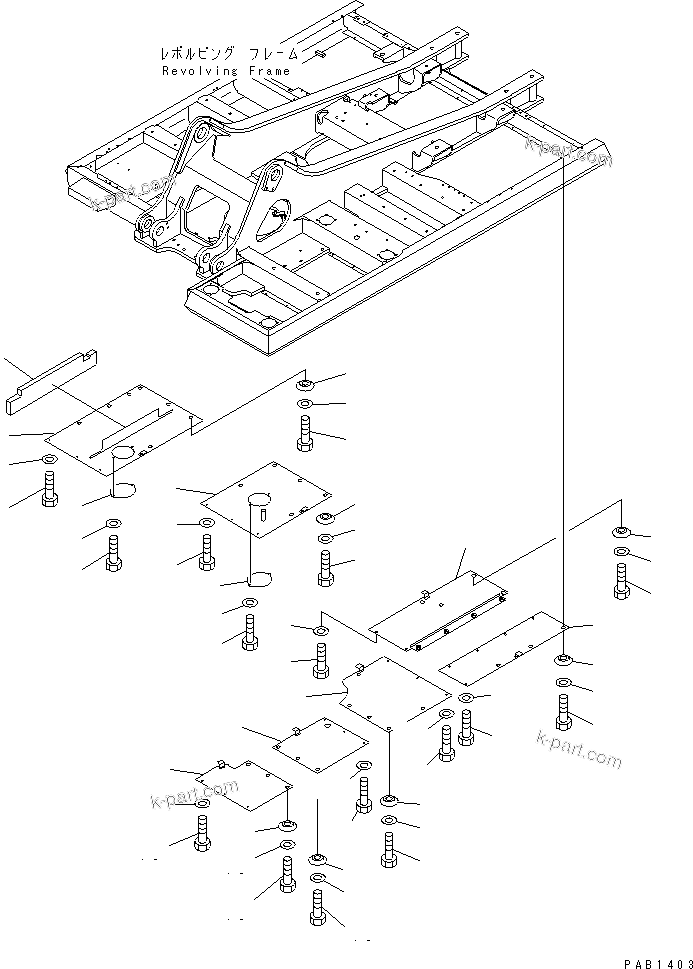 Komatsu parts book diagram for PC350-6 S/N 10001-UP: UNDER COVER (REVOLVING FRAME)(#10001-11999)