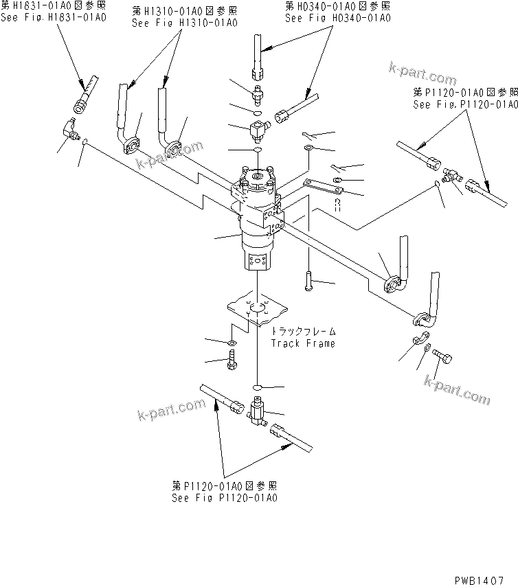 Komatsu parts book diagram for PC350-6 S/N 10001-UP: SWIVEL JOINT (CONNECTING PARTS) (TRAVEL SPEED 3RD)(#10001-12283)