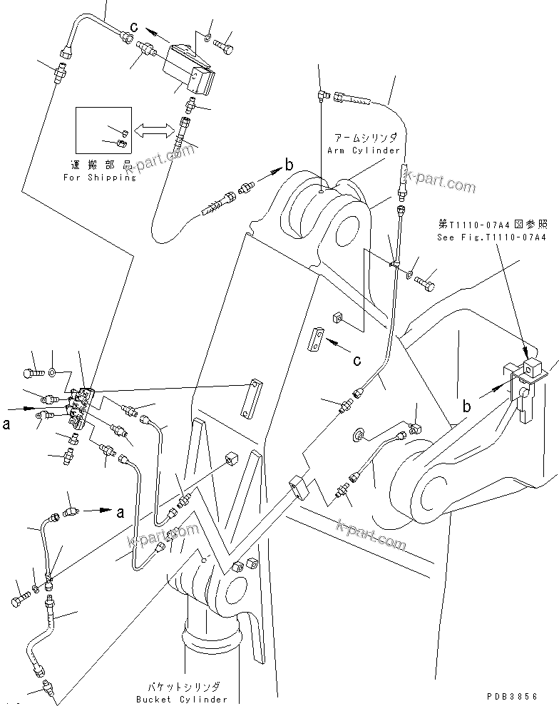 Komatsu parts book diagram for PC350-6 S/N 10001-UP: ARM (3.2M) (HEAVY DUTY) (GREASING LINE) (WITH AUTO GREASING)(KIT)