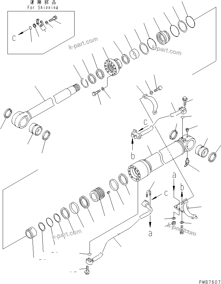 Komatsu parts book diagram for PC350-6 S/N 10001-UP: B00M CYLINDER(#12001-)